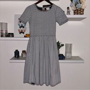 LuLaRoe Black and White Chevron Midi Dress